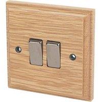 Varilight 10AX 2-Gang 2-Way Light Switch Classic Oak (7363H)