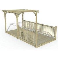 Forest Ultima 16' x 8' (Nominal) Flat Pergola & Decking Kit with 3 x Balustrades (4 Posts) (736FL)