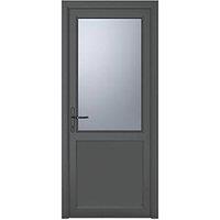 Crystal 1-Panel 1-Obscure Light Right-Handed Anthracite Grey uPVC Back Door 2090mm x 840mm (736KF)