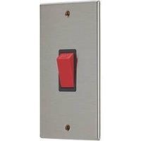 Contactum iConic 45A 1-Gang DP Control Switch Brushed Steel with Black Inserts (736RR)