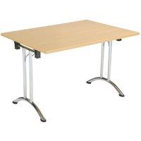 TC Group One Union Rectangular Folding Table Nova Oak/Chrome 1200mm x 800mm (736TT)