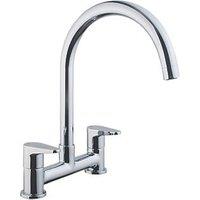 Isar Deck-Mounted Dual-Lever Bridge Mixer Kitchen Tap Chrome (7390T)