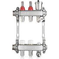 JG Underfloor 2 Port LowFit Heating Manifold Brushed Steel (739TY)