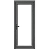 Crystal Fully Glazed 1-Clear Light Right-Handed Anthracite Grey uPVC Back Door 2090mm x 840mm (740KF)