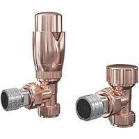 ETAL Danva 15mm x 1/2" Copper Angled Modern Thermostatic Radiator Valve & Lockshield (741RT)