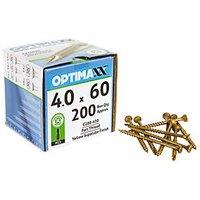 Optimaxx PZ Countersunk Wood Screws 4mm x 60mm 200 Pack (741TY)