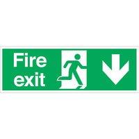 Essentials Non Photoluminescent "Fire Exit Down" Signs 150mm x 450mm 100 Pack (742FX)