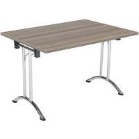 TC Group One Union Rectangular Folding Table Grey Oak/Chrome 1200mm x 800mm (742TT)