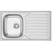 Clearwater OKIO 1 Bowl Stainless Steel Kitchen Sink & Drainer Polished/Satin 860mm x 500mm (744FJ)