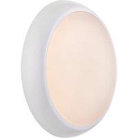 Saxby HeroPro XL Outdoor Maintained Emergency Round LED Bulkhead With Microwave Sensor Gloss White 28W 2800lm (744VX)