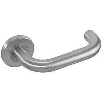Eclipse Precision Safety Fire Rated Lever on Rose Door Handle Pair Satin Stainless Steel (745KW)
