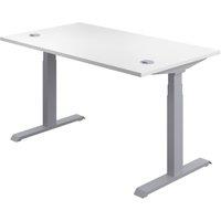 TC Group Economy Back To Back Powered Rectangular Sit Stand Desk White/Silver 1200mm x 0.62-1.28m (745TT)