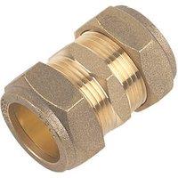 Flomasta Brass Compression Equal Couplers 22mm 10 Pack (74627)