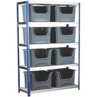 Barton Ecorax 5-Tier Metal Garage Shelving with Containers 1200mm x 450mm x 1760mm (74728)
