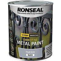 Ronseal 750ml Steel Grey Gloss Anti Corrosive Metal Paint (747KX)