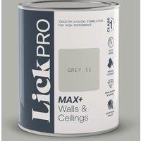 LickPro Max+ 1Ltr Grey 11 Matt Emulsion Paint (747TM)
