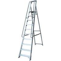 Lyte Aluminium 2.72m 10 Step Platform Step Ladder With Handrail (748FG)
