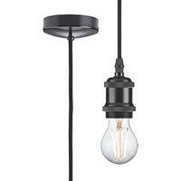 Knightsbridge Vintage 1.8m Pendant Set Light Fitting E27 Matt Black 3 1/2 (748TY)
