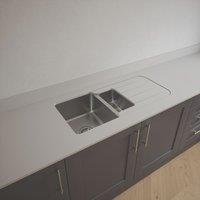 Metis White Fleck Kitchen Worktop with 1.5 Bowl Stainless Steel Sink 3050mm x 620mm x 15mm (749PW)