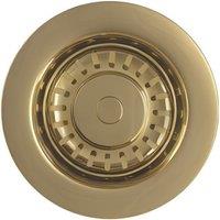 Top-Fix Kitchen Strainer Waste with Overflow Brushed Brass 90mm (749VN)