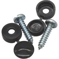 Pearl Consumables Slotted Self Tapping Black Number Plate Screws & Caps 2 Piece Set (750YY)