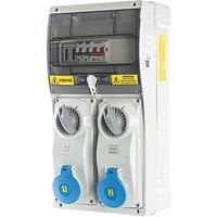 Lewden 32A 30mA 2-Way Metered Switched Caravan Hook Up Point 2x16A With RCBO (753HN)