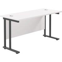 TC Group Aztec Twin Upright Rectangular Office Desk White/Black 1400mm x 600mm (753TT)