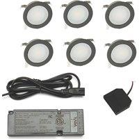 VEW Sola Recessed Round LED Kitchen Plinth Lights Black 0.4W 27lm 6 Pack (753TW)