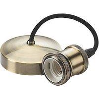 Knightsbridge Vintage 6" Pendant Set Light Fitting E27 Antique Brass 3 1/2" (753TY)