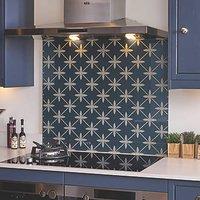 Laura Ashley Wicker Midnight Seaspray Kitchen Splashback 600mm x 750mm x 6mm (754JM)