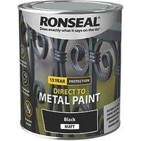 Ronseal 750ml Black Matt Anti Corrosive Metal Paint (754KH)