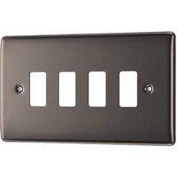 British General Nexus Metal Grid 4-Module Grid Faceplate Black Nickel (754RF)