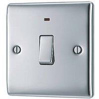 British General Nexus Metal 20A 1-Gang DP Control Switch Polished Chrome with LED (755FT)