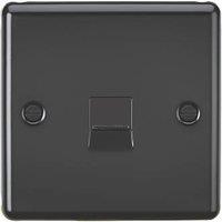 Knightsbridge 1-Gang Master Telephone Socket Matt Black with Colour-Matched Inserts (755PY)