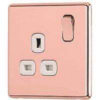Arlec 13A 1-Gang SP Switched Socket Rose Gold with White Inserts (755RU)