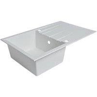 1 Bowl Plastic & Resin Kitchen Sink & Drainer White Reversible 800mm x 500mm (7567K)