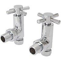 Flomasta 15mm x 1/2" Chrome Angled Traditional Manual Radiator Valve Head & Body 2 Pack (756FW)