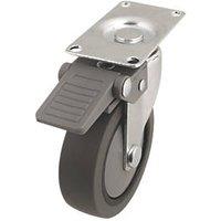Essentials TPR Braked Swivel Castor 75mm Grey (756KH)