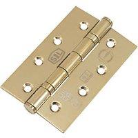 Smith & Locke Brushed Brass Grade 7 Fire Rated Ball Bearing Hinges 102mm x 67mm 2 Pack (756PY)