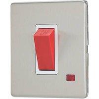 Contactum Lyric 45A 1-Gang DP Control Switch Brushed Steel with Neon with White Inserts (756RK)