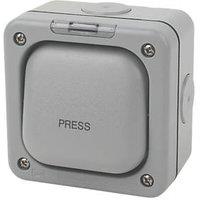 MK IP66 10A 1-Gang 1-Way Weatherproof Outdoor Switched Push Switch with Neon (75836)