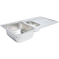 1.5 Bowl Stainless Steel Kitchen Sink & Drainer 1000mm x 500mm (7588K)