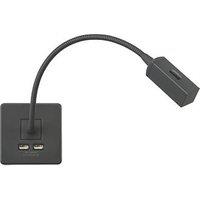 Knightsbridge LED Reading Light Anthracite 2W 55lm + 2.4A 2-Outlet Type A USB Charger (758PY)