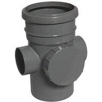 FloPlast Push-Fit 2-Boss Single Socket Soil Access Pipe Anthracite Grey 110mm (760KJ)