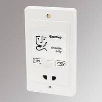 Crabtree Capital 2-Gang Dual Voltage Shaver Socket 115 / 230V White (76117)