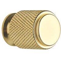 Elite Knobs & Handles Kensington Knurled Cabinet Knob Brushed Brass 20mm (764KK)