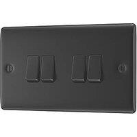 British General Nexus Metal 20A 16AX 4-Gang 2-Way Light Switch Matt Black (770PM)