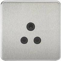 Knightsbridge 5A 1-Gang Unswitched Socket Brushed Chrome with Black Inserts (770TY)