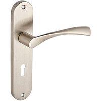 Smith & Locke Bude Fire Rated Lever Lock Door Handles Pair Brushed Nickel (774HY)