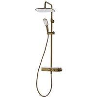 Triton Rear-Fed Exposed Brushed Brass Thermostatic Mixer Diverter Shower (775JF)